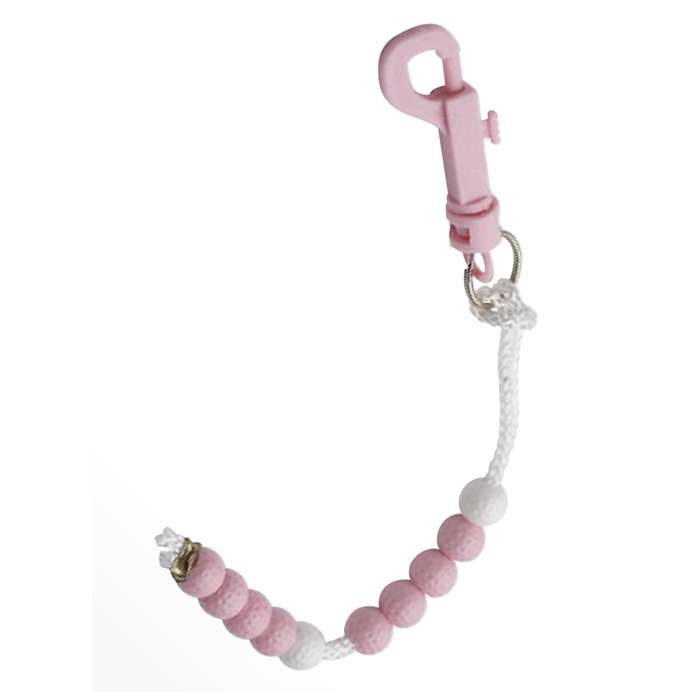 Slagenteller koord met kralen - Wit/Roze