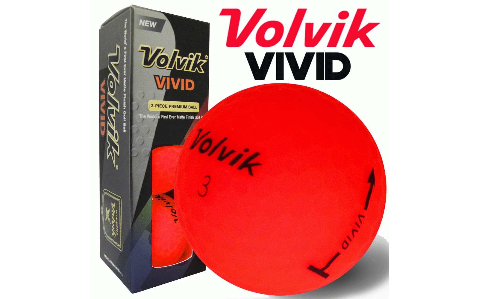 Volvik VIVID - Red - 3 Golfballen